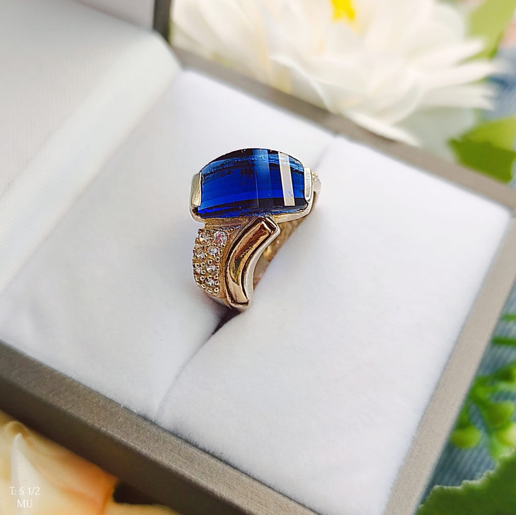 Anillo Piedra Azul Oro Plata