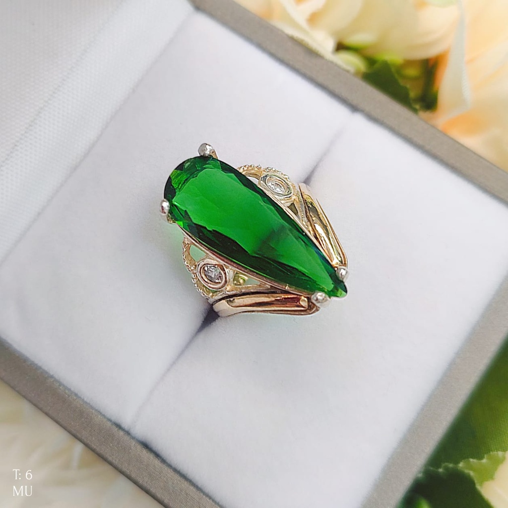 Anillo Piedra Verde Oro Plata