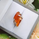 Anillo Piedra Naranja Oro Plata