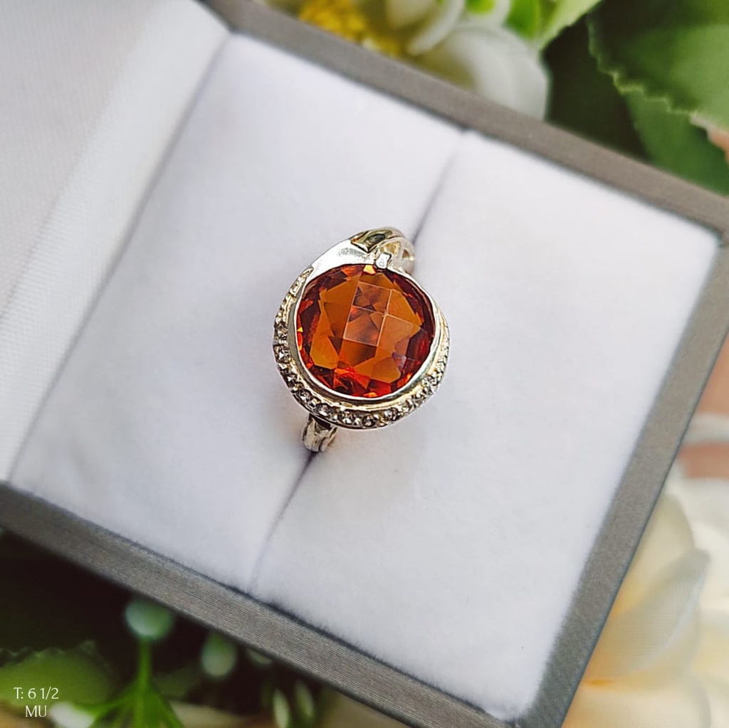 Anillo Piedra Naranja Oro Plata