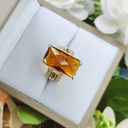 Anillo Piedra Naranja Oro Plata