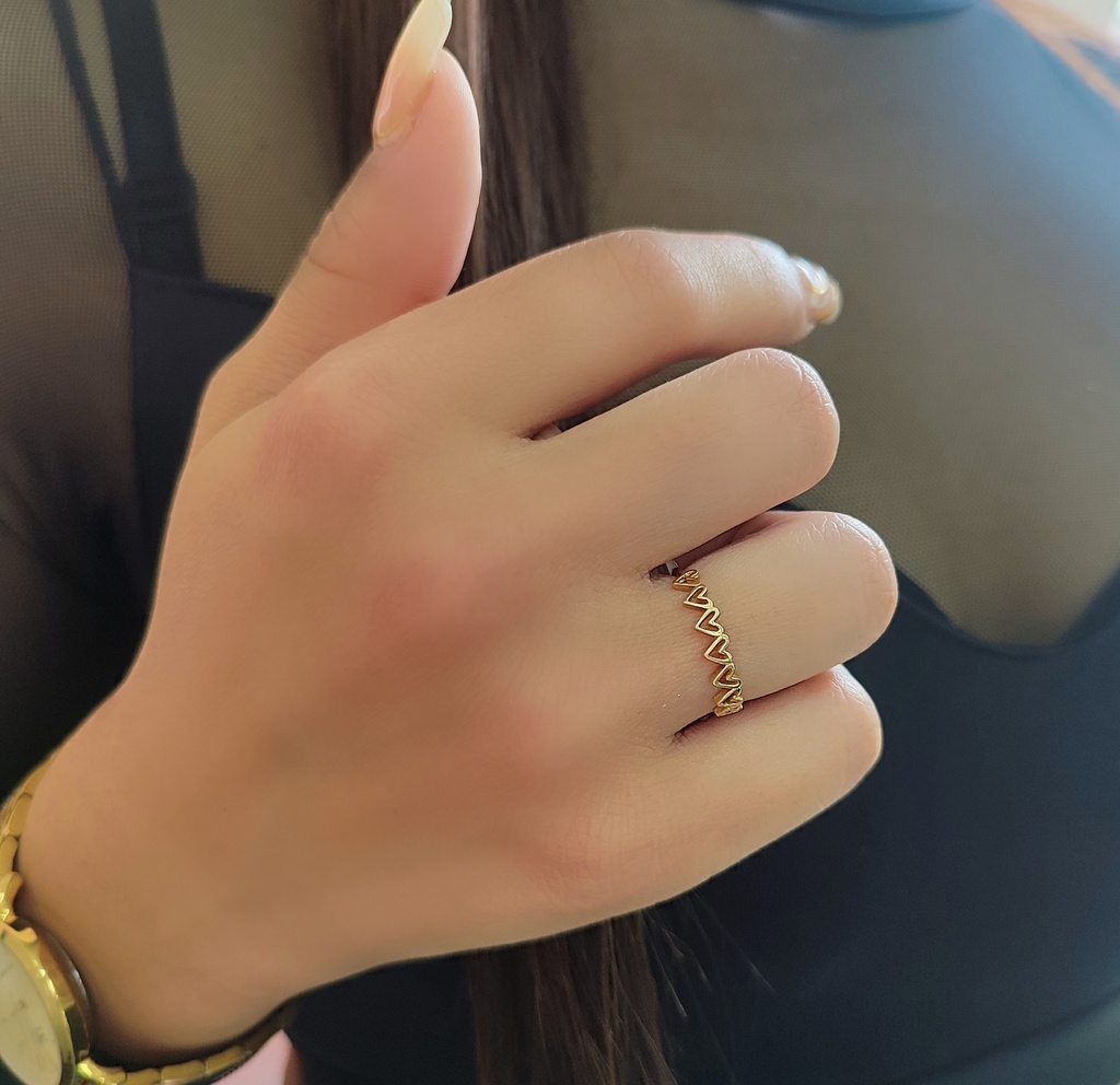 Anillo Corazones Oro 18 k