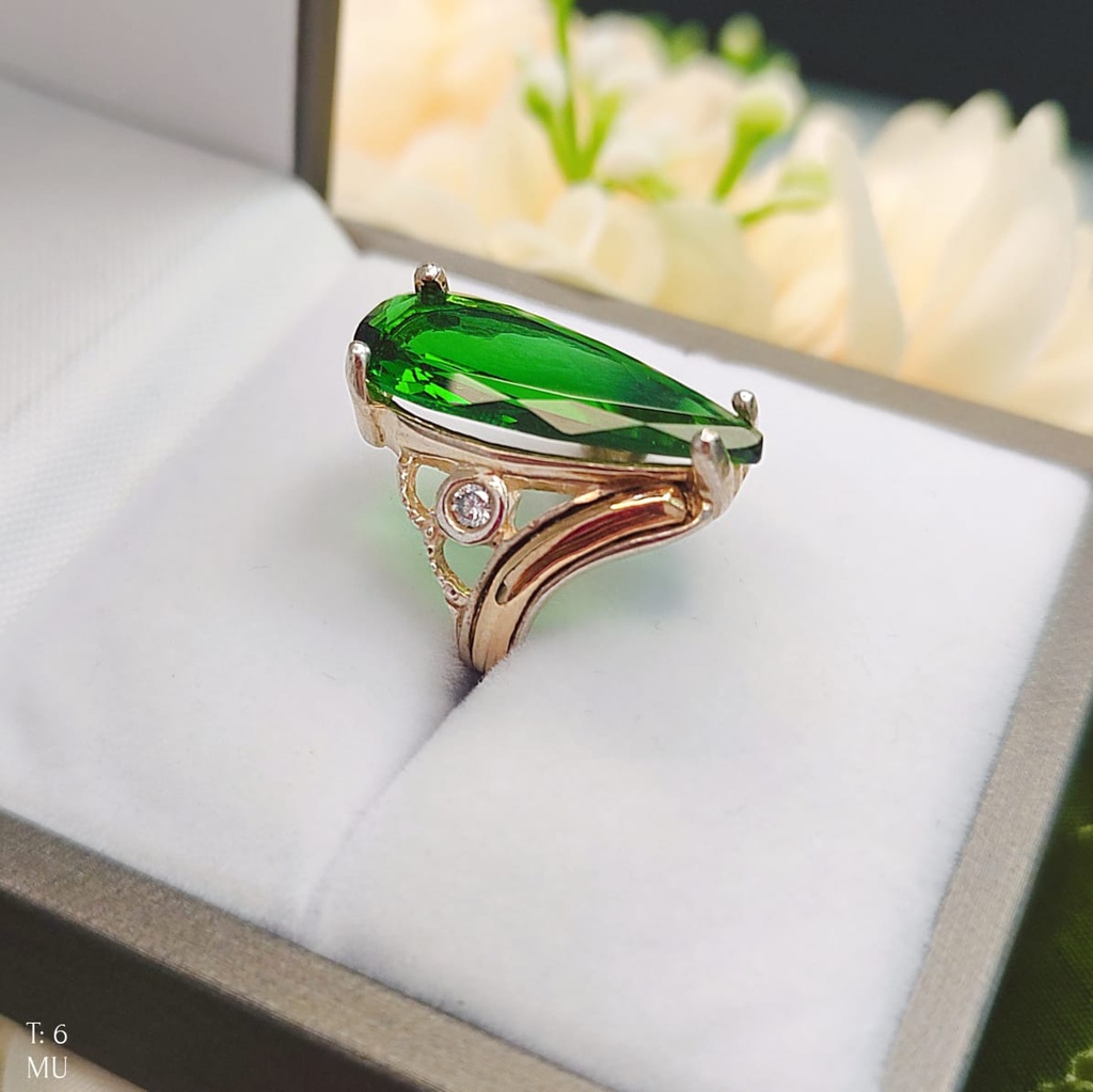 Anillo Piedra Verde Oro Plata