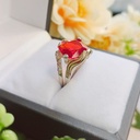 Anillo Piedra Roja Oro Plata