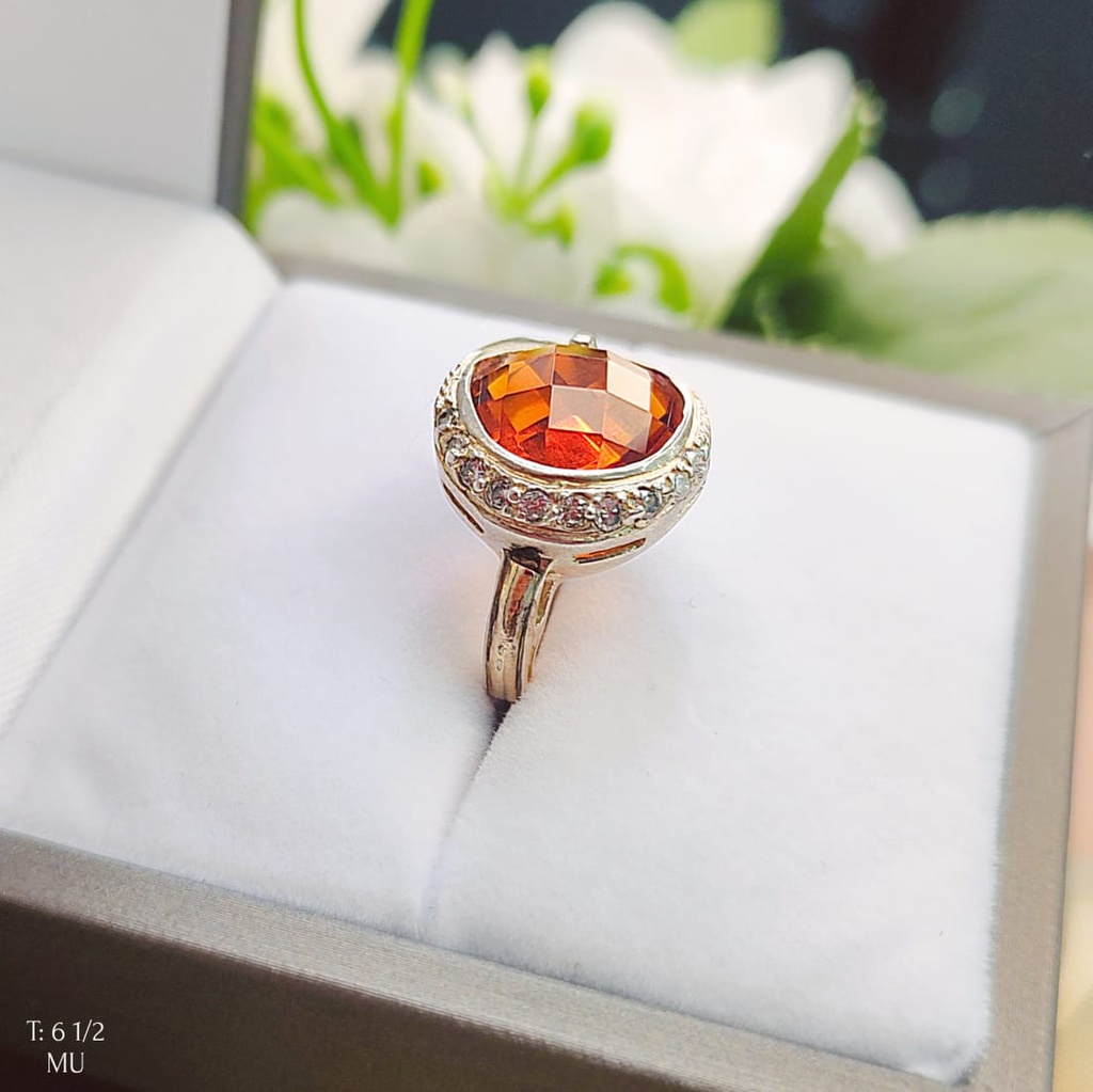 Anillo Piedra Naranja Oro Plata