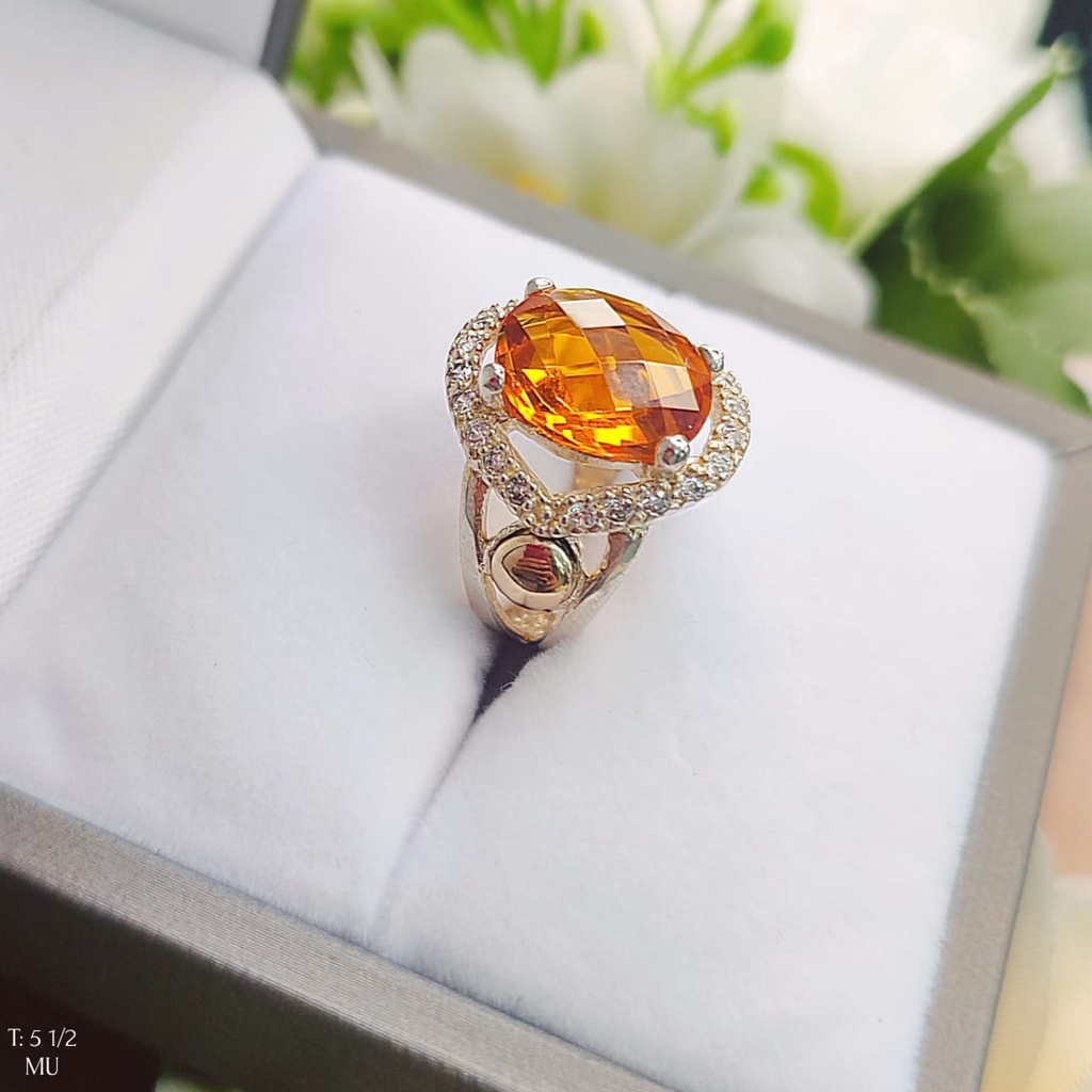 Anillo Piedra Naranja Oro Plata