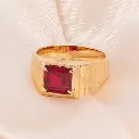 Anillo Sello Piedra Roja Oro 18k 