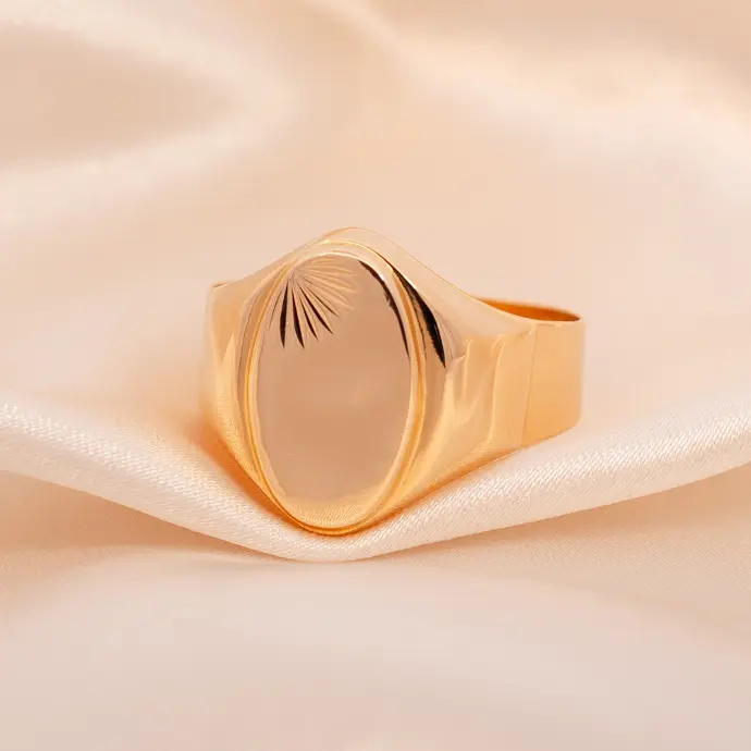 Anillo Sello Ovalado Oro 18k 