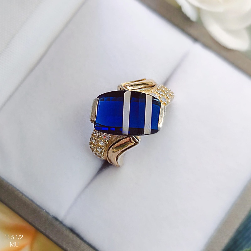 Anillo Piedra Azul Oro Plata