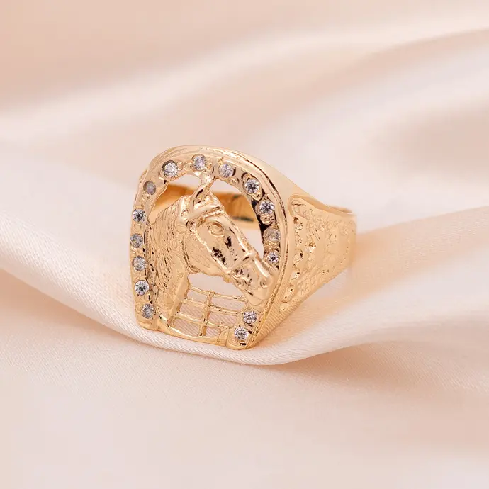 Anillo Herradura y Caballo Oro 18k