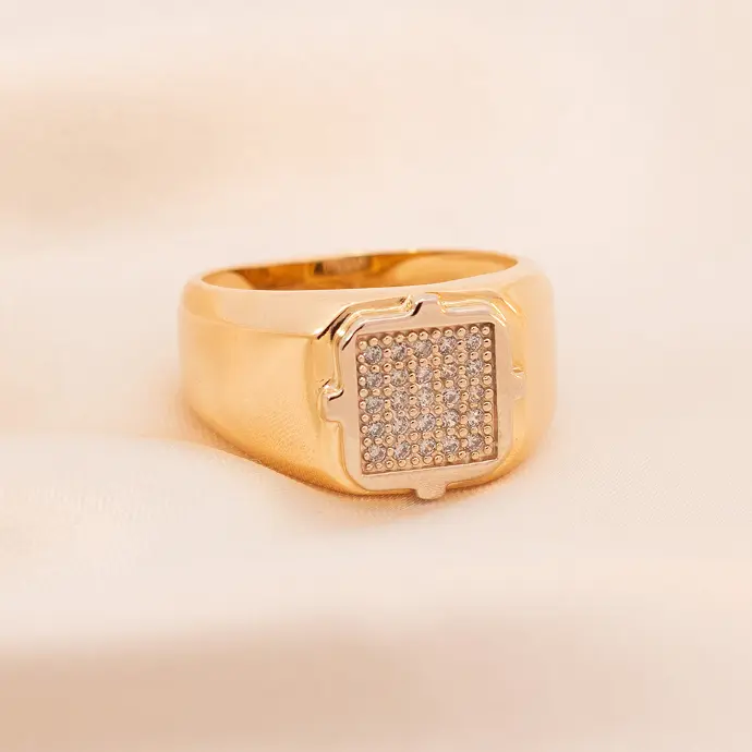 Anillo Sello Cuadrado Oro 18k 